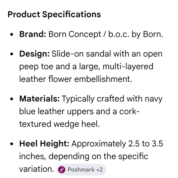 Born Concept Boc Dandee Wedge Navy Blue Leather Floral Sandals, Size 8 - Picture 9 of 9